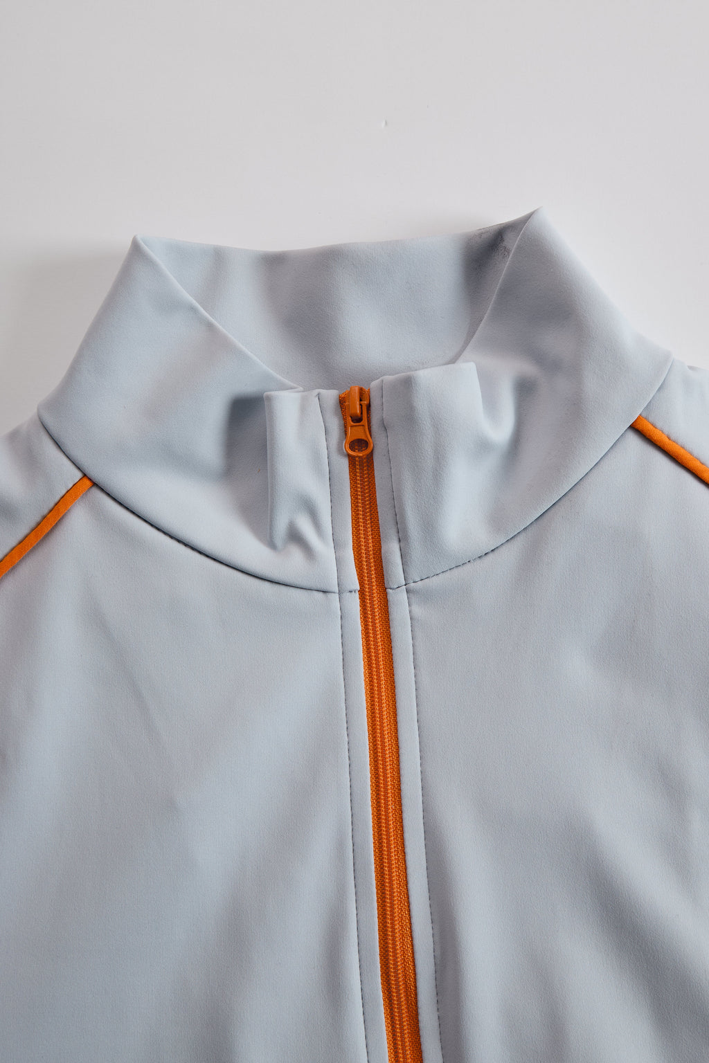 Fashionable Sporty Grey-Blue Long-Sleeved Half-Zip Top And Trousers Set