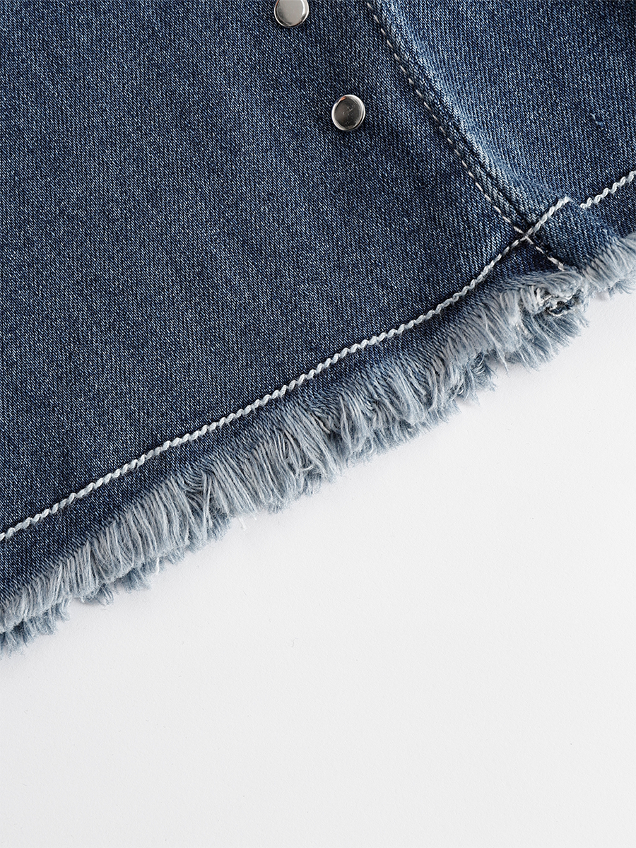 Western Blue Denim Side Tassel Rivet Flared Trousers
