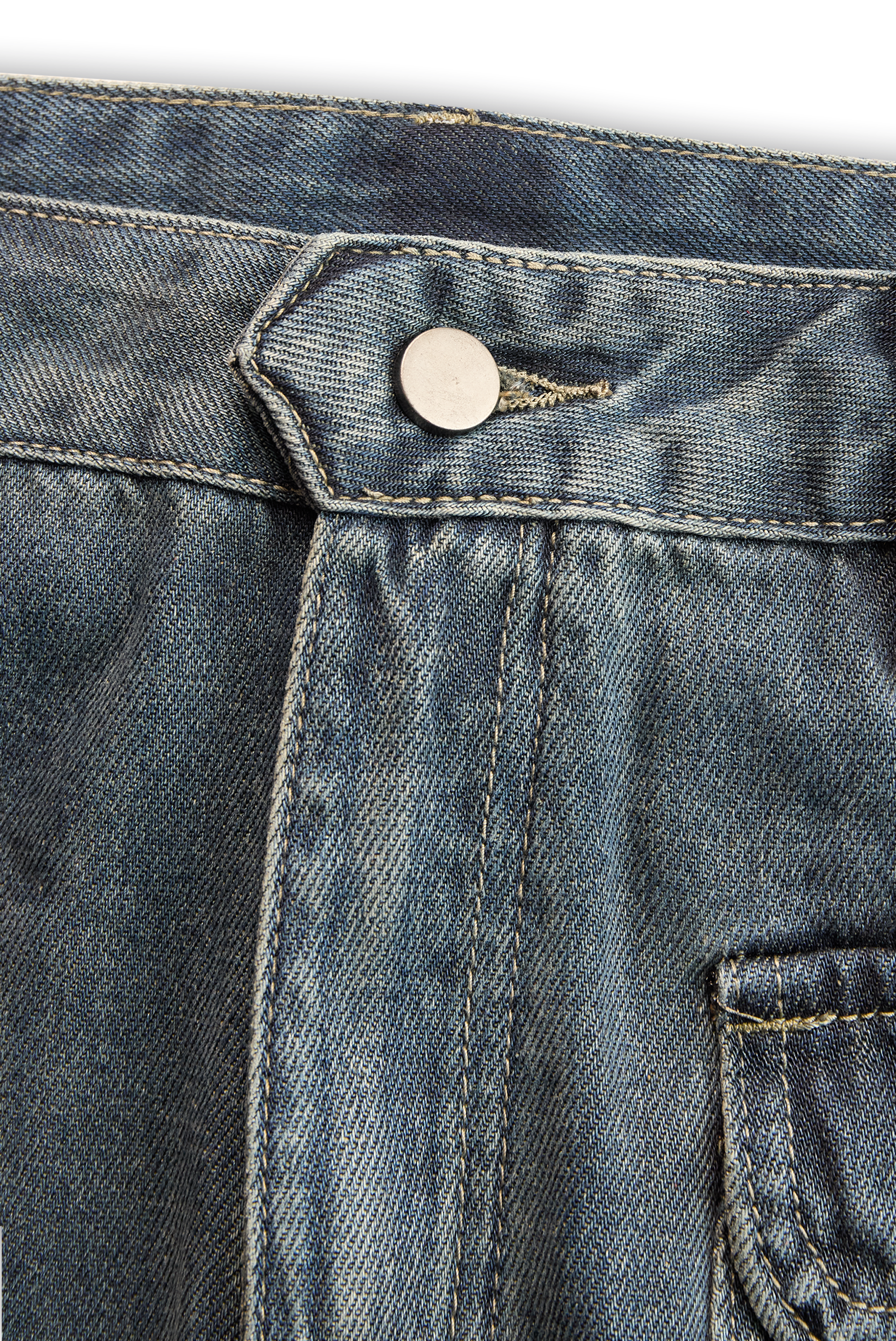 Casual Fashion Gradient Washed Denim Blue Grey Loose Trousers
