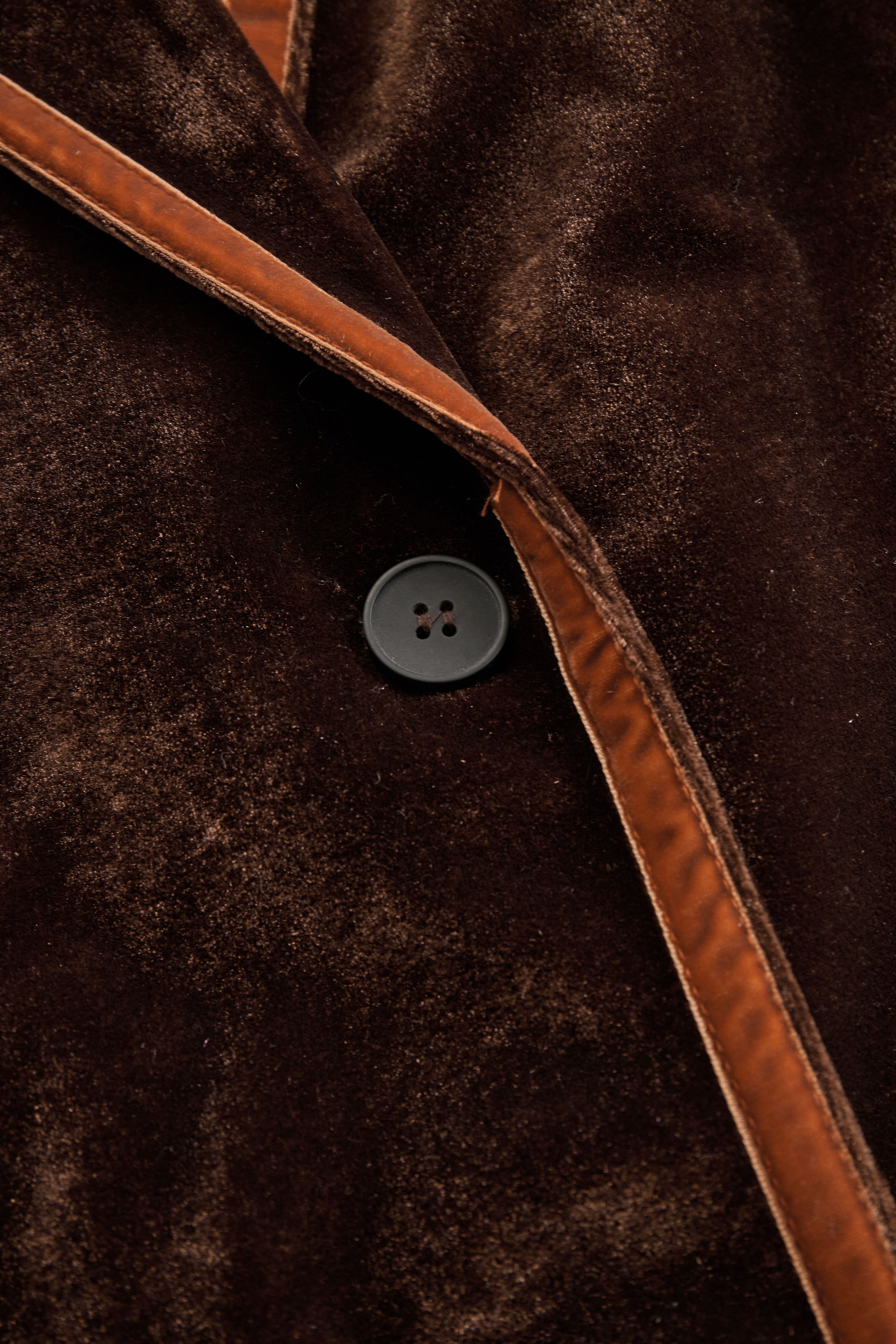 Casual Loose Vintage Velvet Colourblock Lapel Pocket Coat