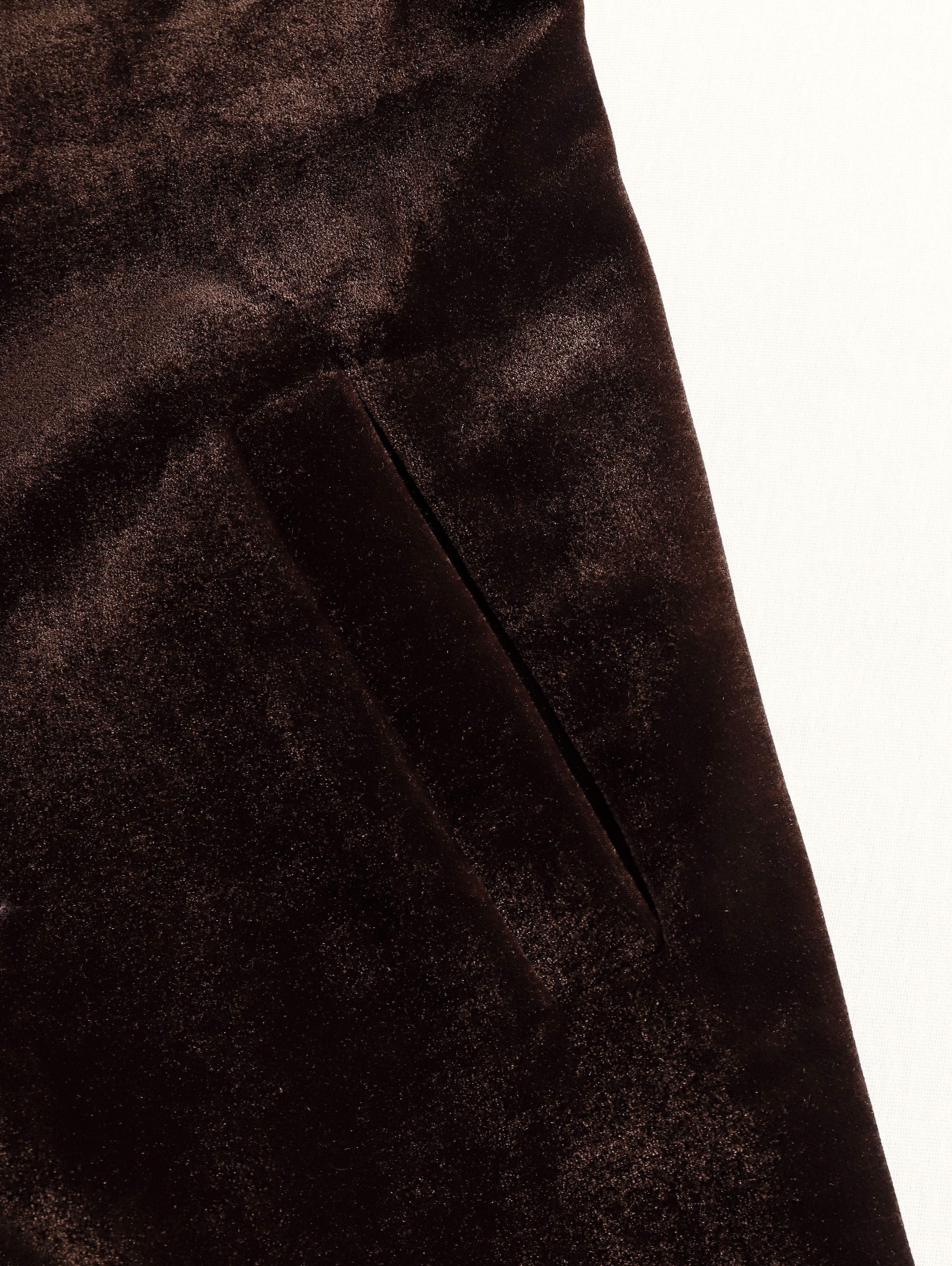 Casual Loose Vintage Velvet Colourblock Lapel Pocket Coat