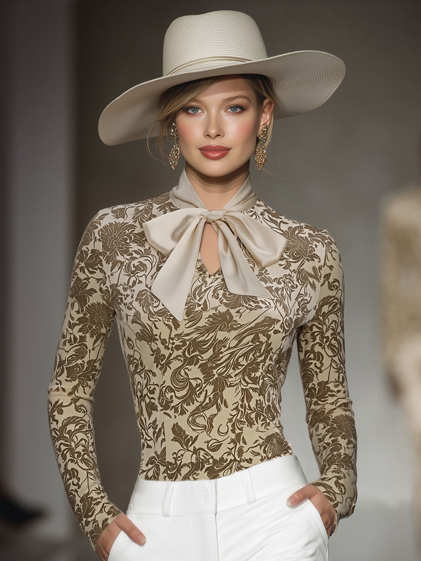 Stylish and Elegant Champagne-Coloured Velvet Printed Shirt