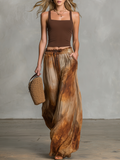 Stylish and Casual Sleeveless Square Neck Top and Printed Chiffon Trousers Set