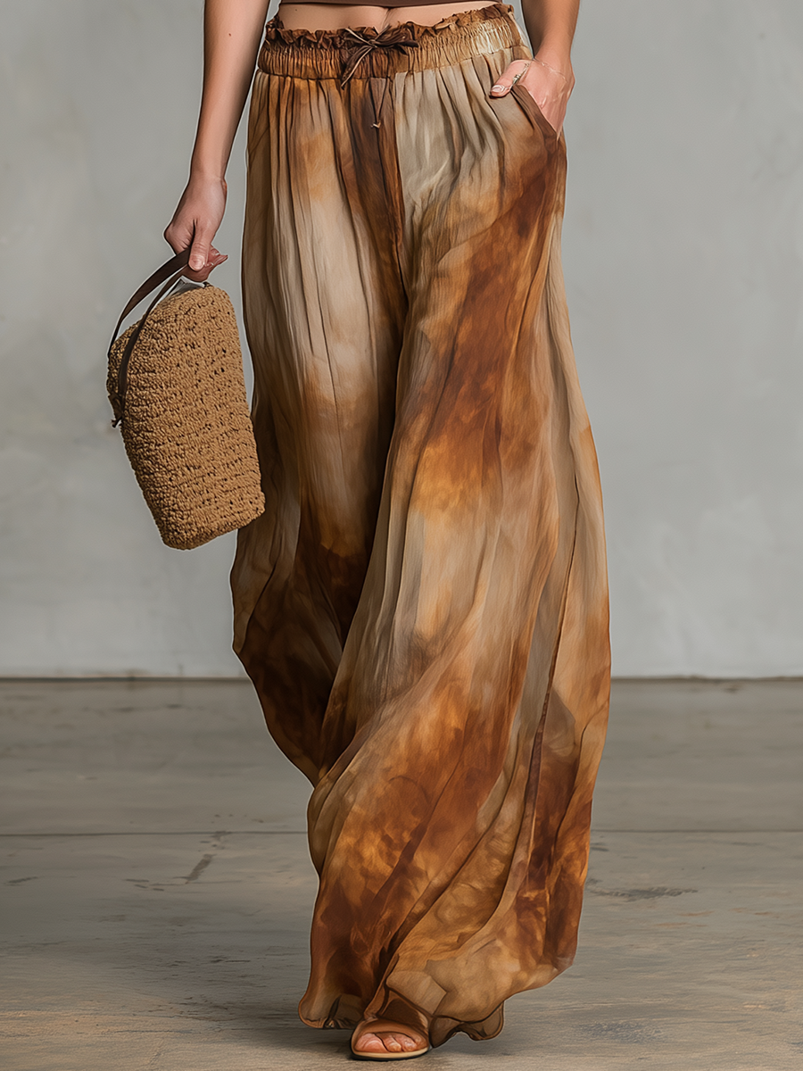 Stylish and Casual Sleeveless Square Neck Top and Printed Chiffon Trousers Set