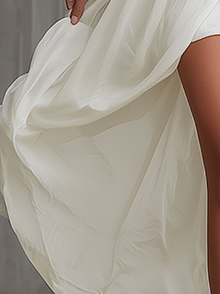 Vintage Lace-trimmed White Off-the-shoulder Fitted Chiffon Midi Dress
