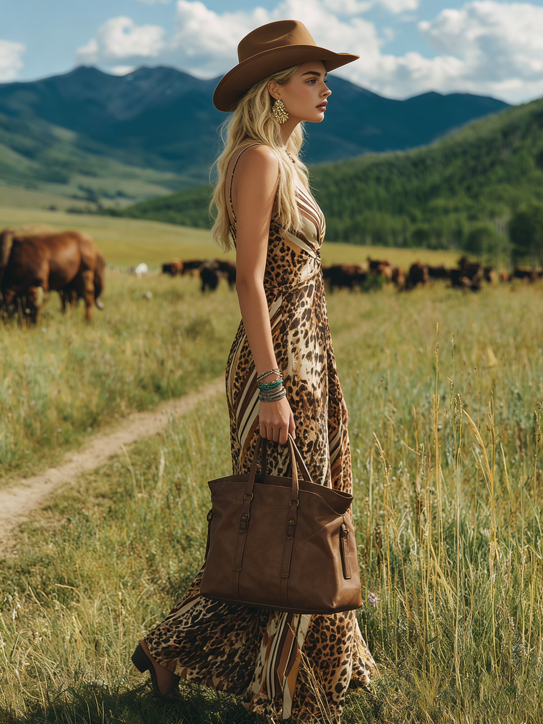 Wild And Sexy V-Neck Sleeveless Leopard Print Slit Chiffon Maxi Dress