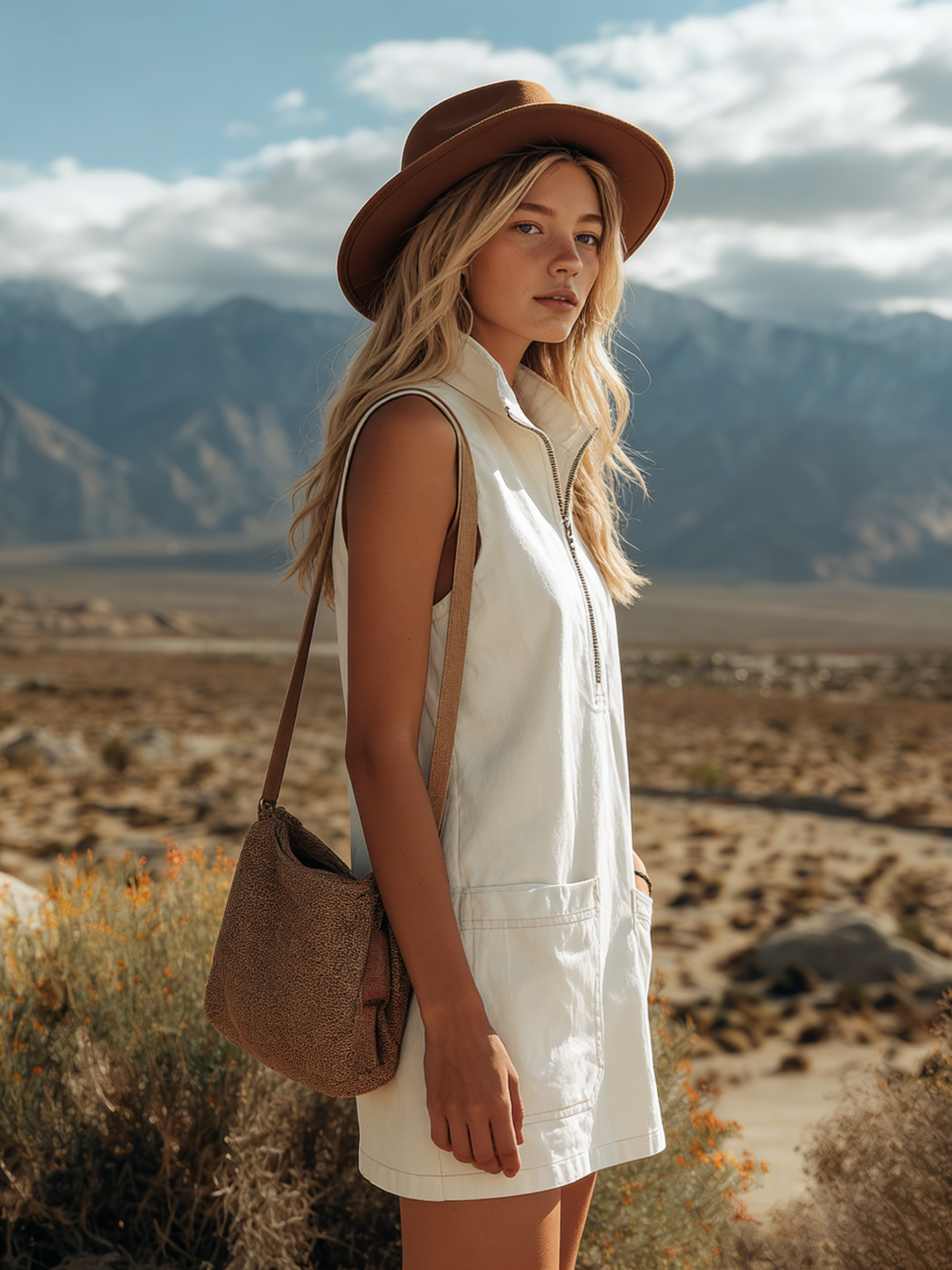 Casual and Stylish Collared Zipper Sleeveless Pocket Solid Colour Mini Dress