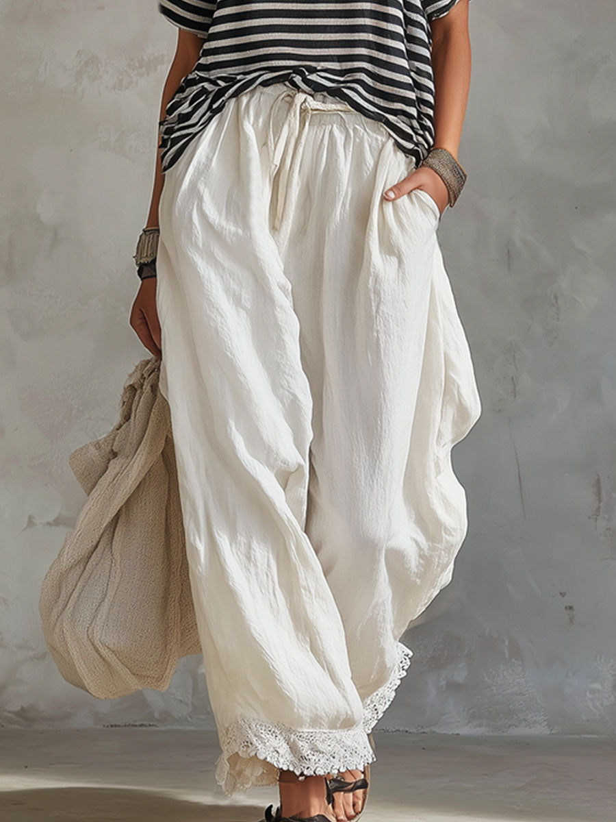 Retro Striped Short-sleeved Shirt and Trousers Set