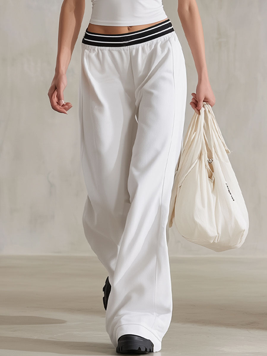 Retro Colour-blocked Sleeveless T-shirt and Trouser Set