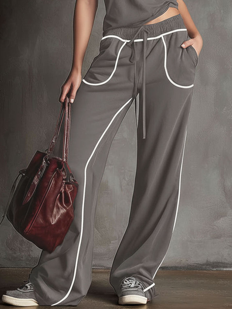 Casual Sporty Sleeveless Top and Trousers Set