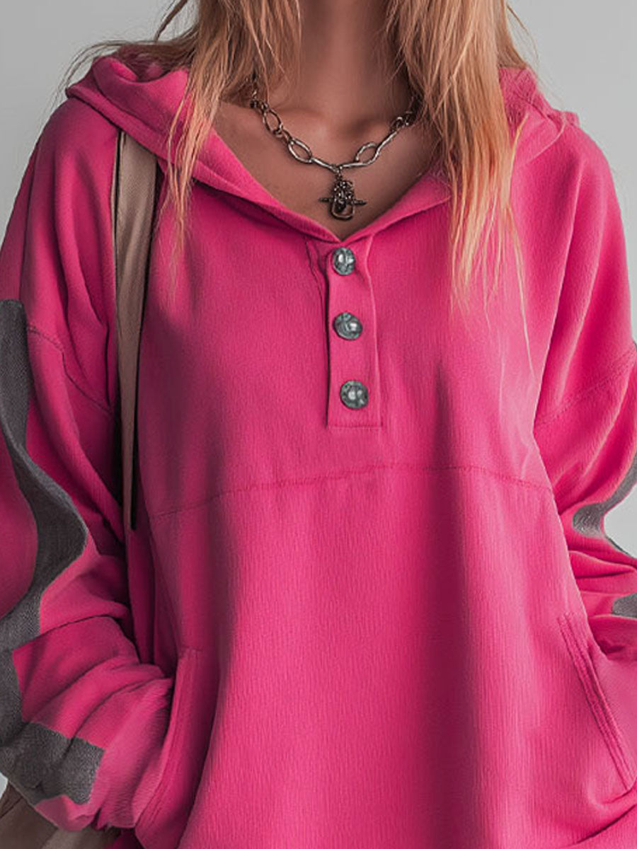 Sporty Colour-blocked Ruffled Half-zip Hooded Long-sleeved Mini Dress