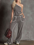 Casual Sporty Sleeveless Top and Trousers Set