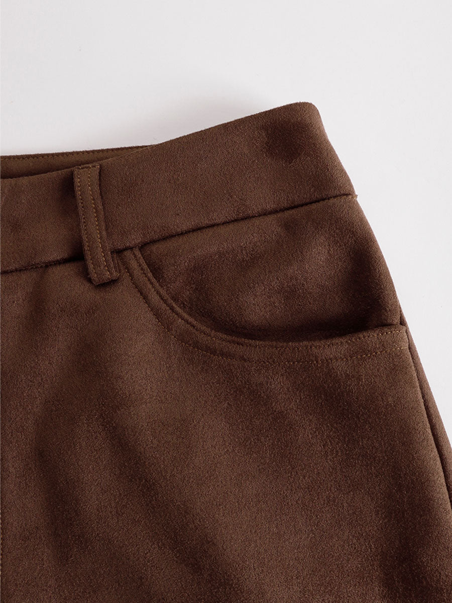 Western-style Floral Embroidered Pocket Flared Trousers