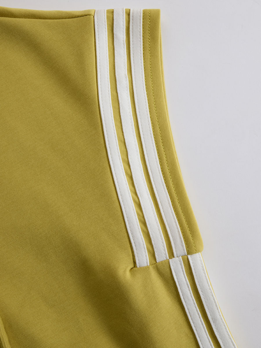 Casual Sports White Webbing Yellow-Green Sleeveless Jumpsuit