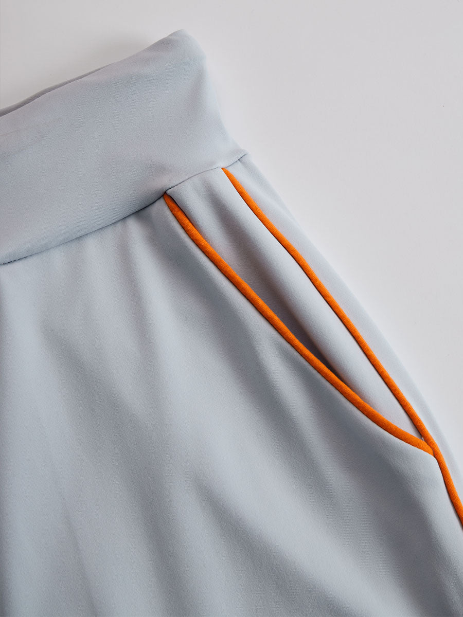 Fashionable Sporty Grey-Blue Long-Sleeved Half-Zip Top and Trousers Set