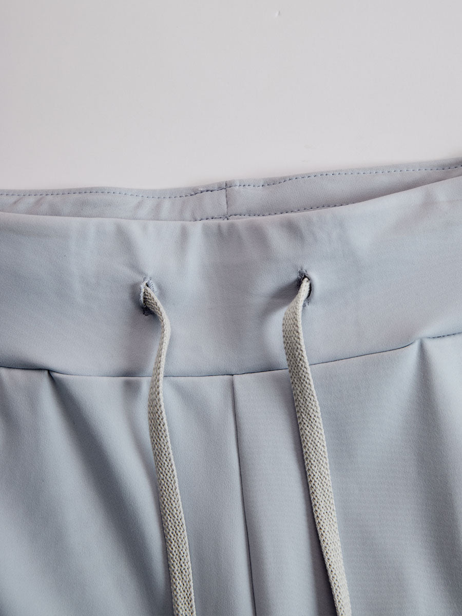 Fashionable Sporty Grey-Blue Long-Sleeved Half-Zip Top and Trousers Set