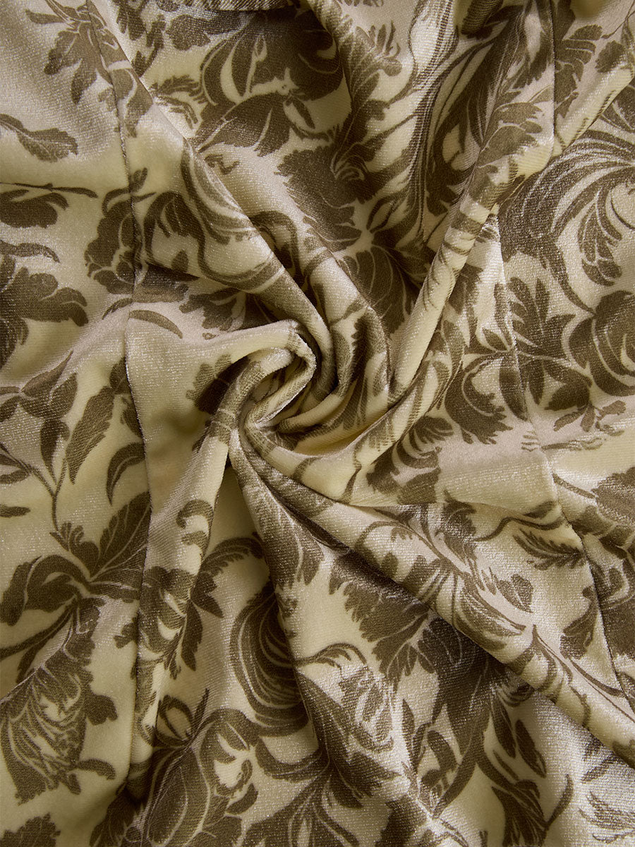 Stylish and Elegant Champagne-Coloured Velvet Printed Shirt