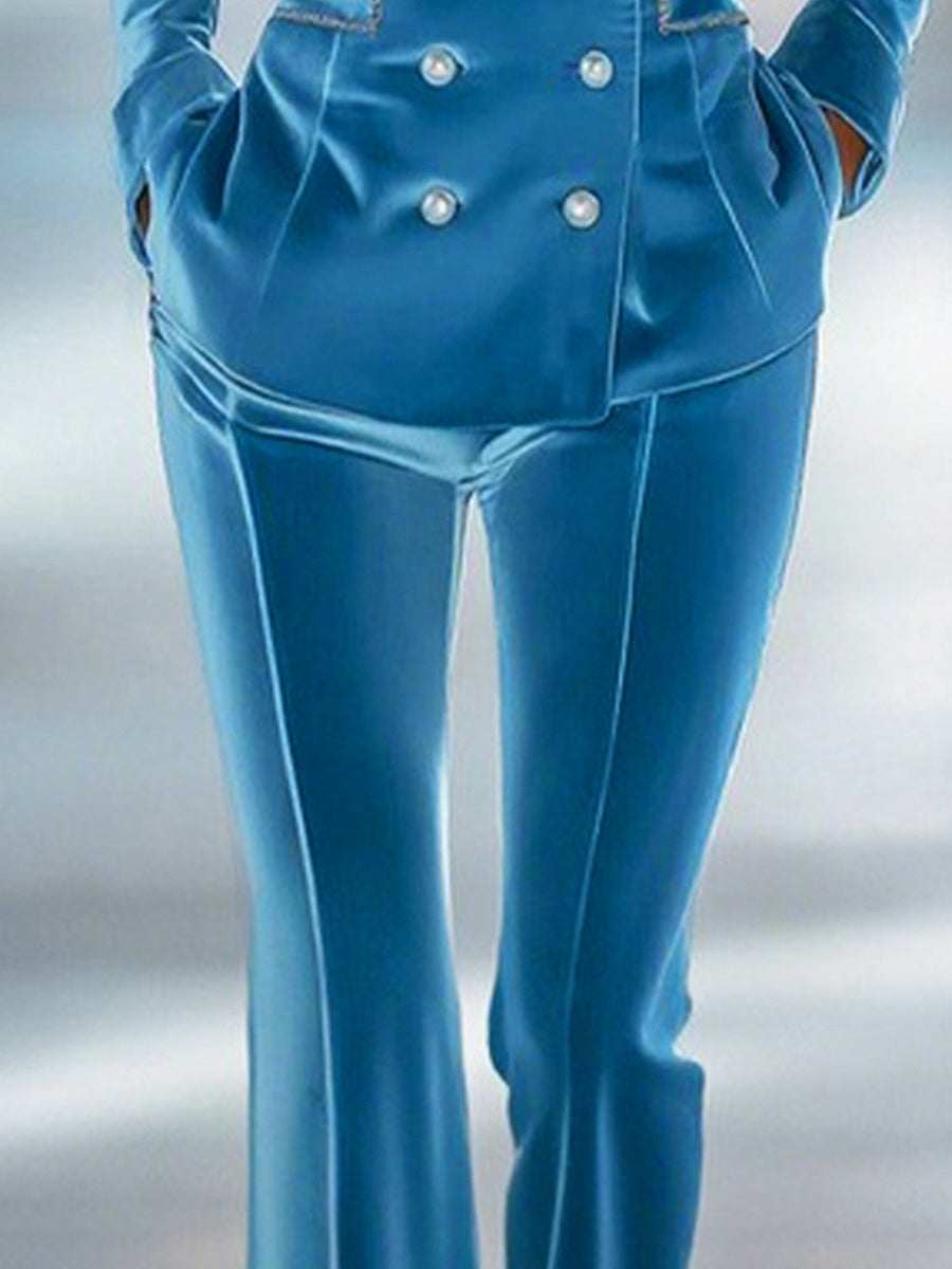 Casual Loose Retro Solid Colour Velvet Flared Trousers
