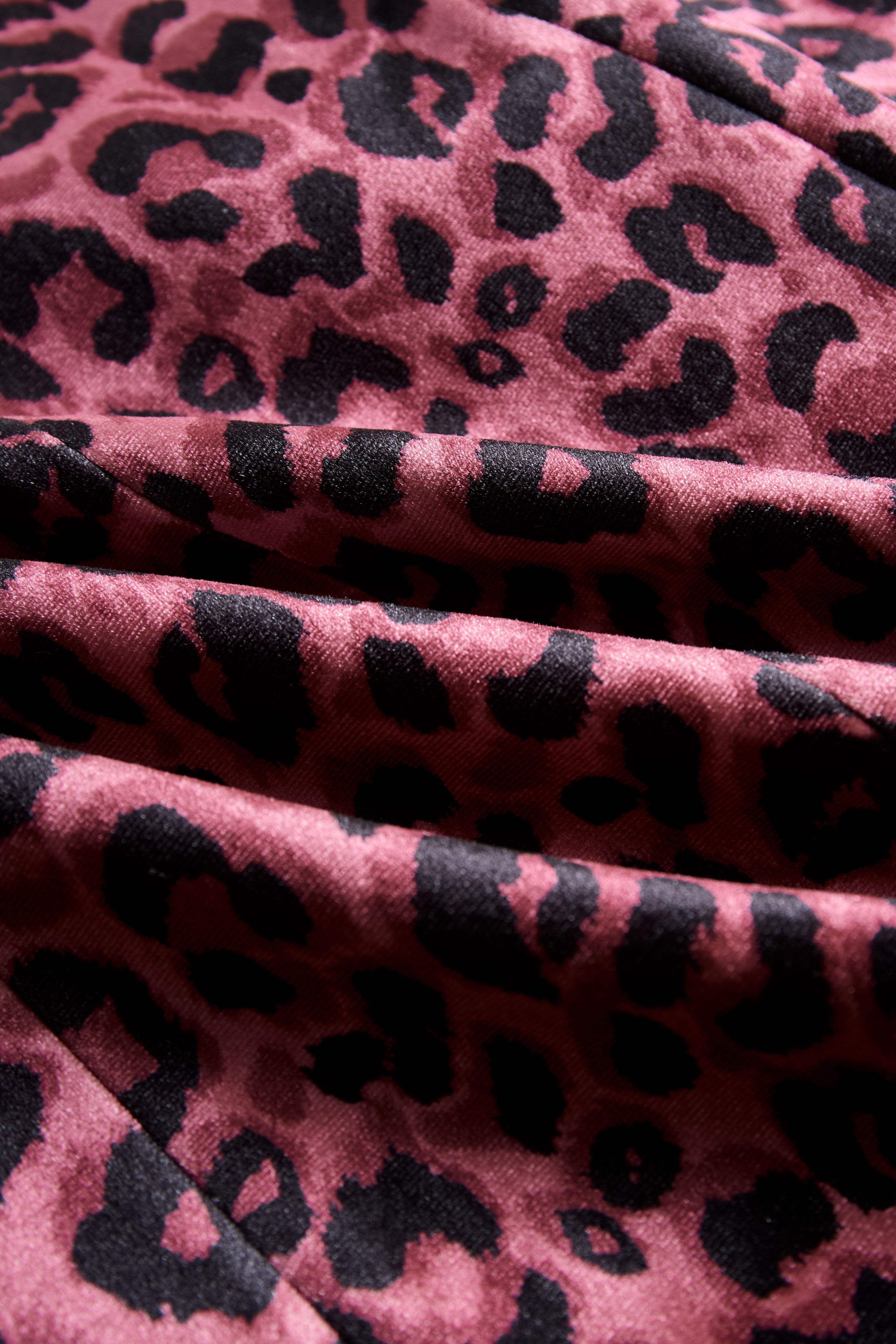 Casual Loose Vintage Velvet Leopard Print Colourblock Lapel Coat