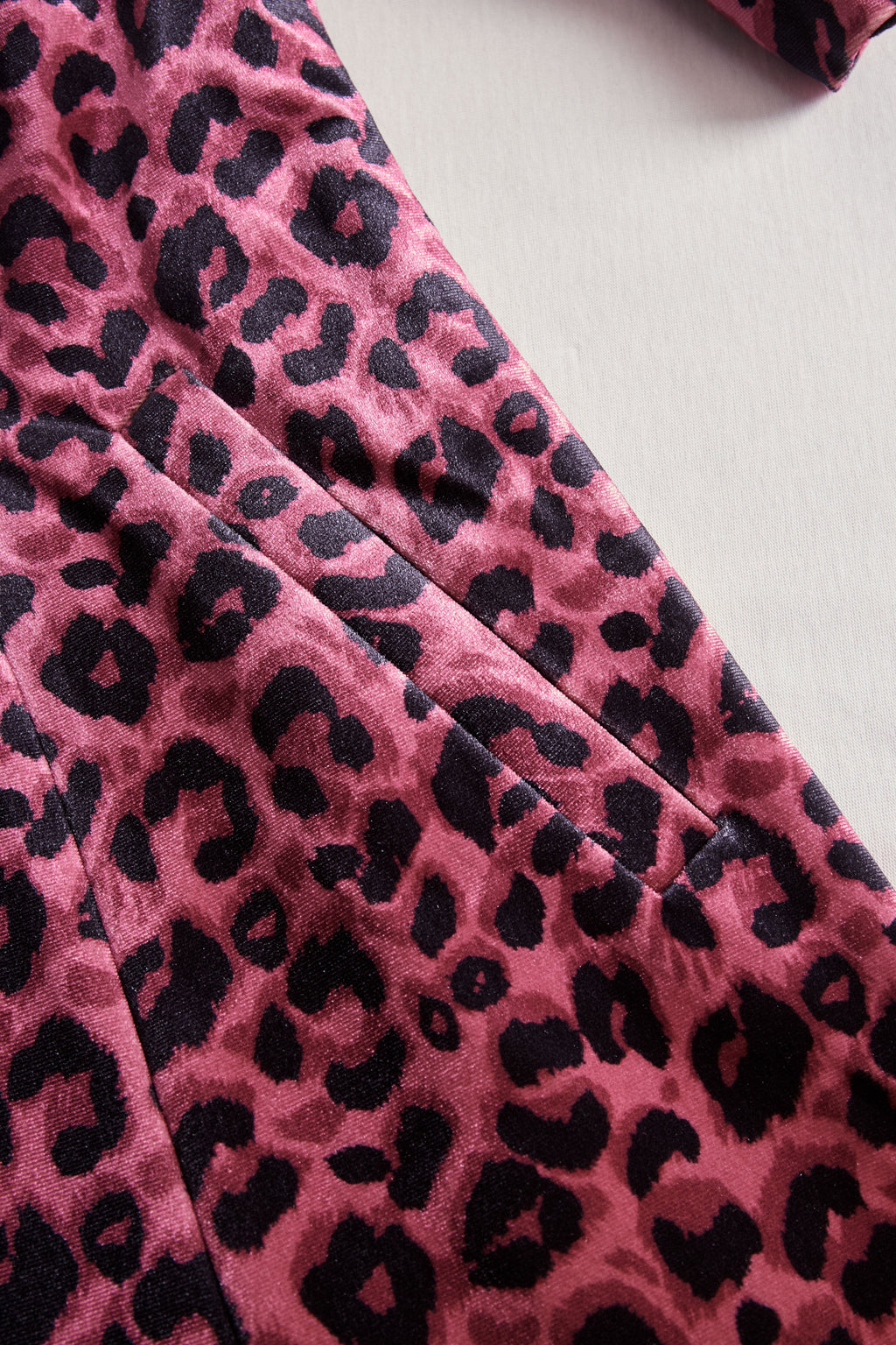 Casual Loose Vintage Velvet Leopard Print Colourblock Lapel Coat
