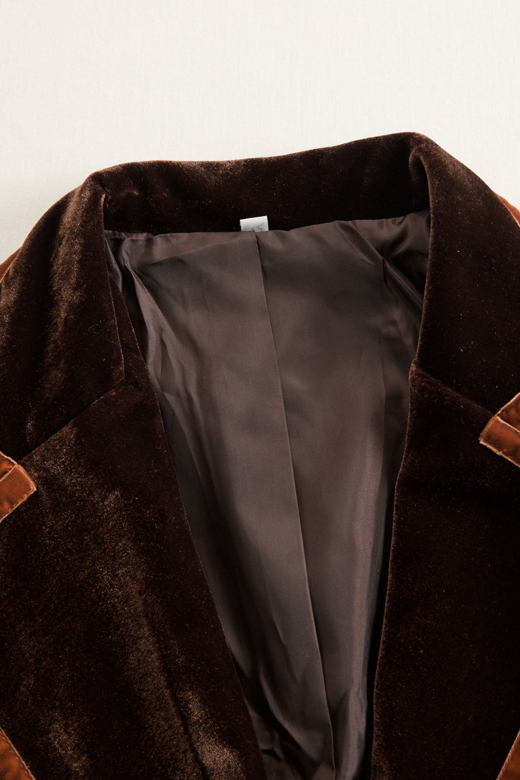 Casual Loose Vintage Velvet Colourblock Lapel Pocket Coat