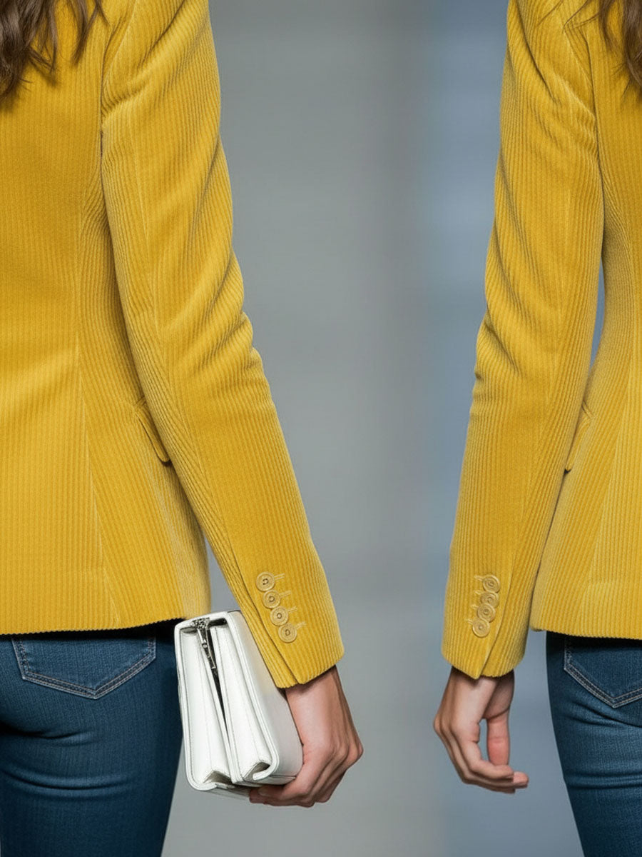 Retro Corduroy One-Button Blazer