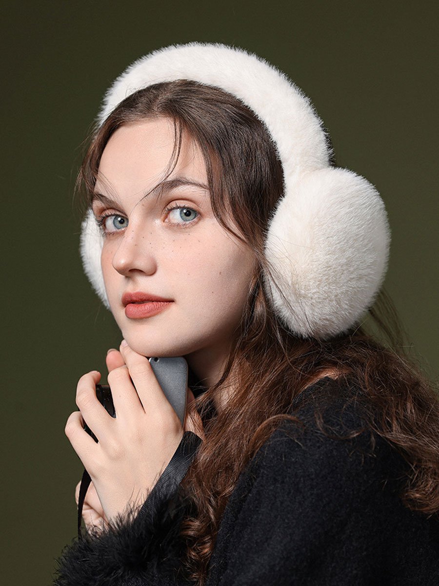 Warm and Windproof Fleece Foldable Imitation Rabbit Fur Earmuffs