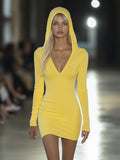 【24-hour shipping out】Casual Fashion Slim Fit Hooded T-shirt Mini Dress